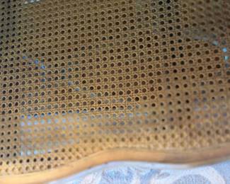 close up of the caned seat