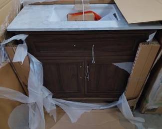 Doveton 36 in. Single Sink Dark Walnut Bath Vanity