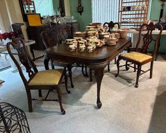 1920’s Queen Anne Spanish revival style dining suite