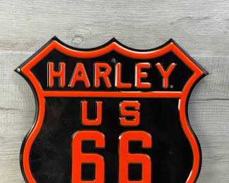 HARLEY DAVIDSON US ROUTE 66 EMBOSSED METAL SIGN