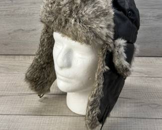 CROWNCAP LEATHER AVIATOR W RABBIT FUR LINING