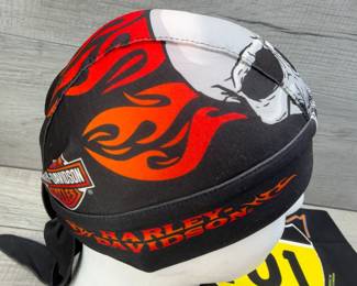 HARLEY DAVIDSON SKULL & FLAMES DOO RAG & BANDANAS