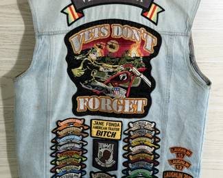 DENIM SLEEVELESS VEST WITH PATCHES VIETNAM HARLEY DAVIDSON 