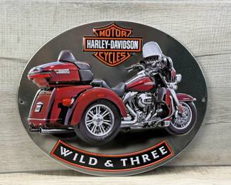 HARLEY DAVIDSON WILD & THREE METAL WALL SIGN