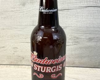VINTAGE LARGE GLASS BUDWEISER BOTTLE STURGIS