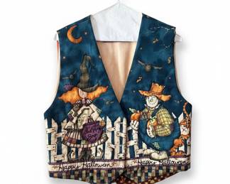 Vintage 90s Halloween Patchwork Quilted Vest
