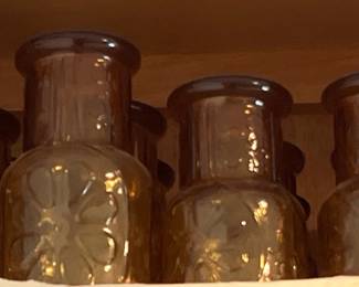 Amber Glass Embossed Flower Drinkware