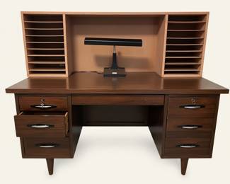 Mid-Century Modern Walnut Executive Desk by Ace-Hi