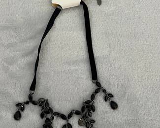 Liz & Co. Black Gemstone and Velvet Choker Necklace