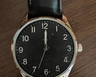 FMD Men's Black Leather Strap Watch