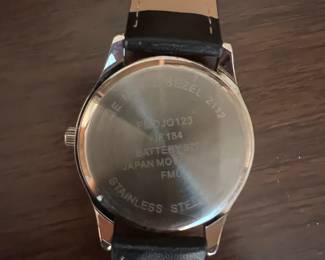 FMD Men's Black Leather Strap Watch