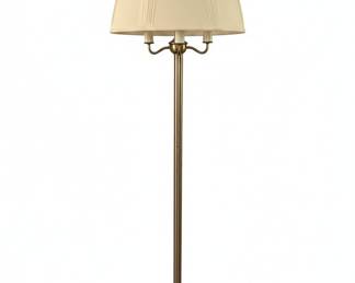Stiffel Style Brass Floor Lamp with Pleated Shade