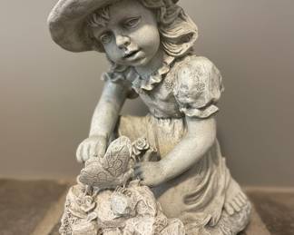 Garden Statue of a Girl with Butterfly