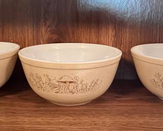 Pyrex "Forest Fancies" Mushroom Pattern Mixing Bowls
