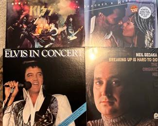 Assorted Vinyl Records Collection - KISS, Elvis Presley, Neil Sedaka, Peaches & Herb, Sugarhill Gang, Various Artists