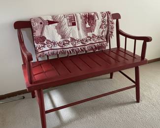 Red Spindle Back Bench