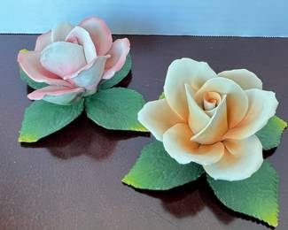 Capodimonte Porcelain Rose Figurines