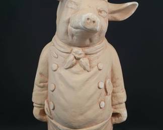 French Chef Pig Figurine