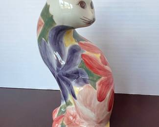 Hand Painted Ceramic Cat Figurine