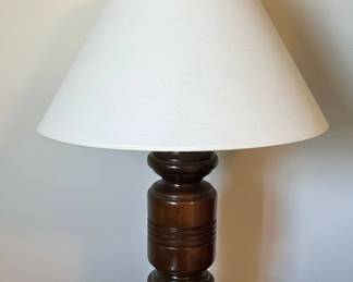 Turned Wood Table Lamp with Brass Base