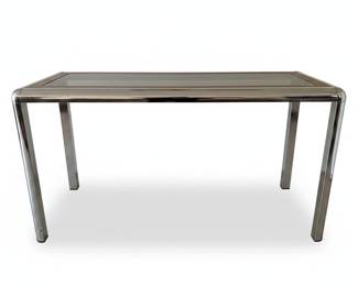 Milo Baughman Style Chrome and Glass Console Table