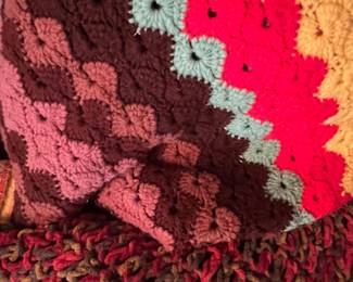 Hand Crocheted Granny Square Afghan Blanket