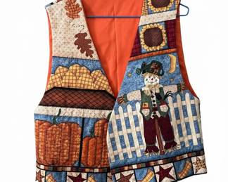 Vintage 90s Halloween Patchwork Quilted Vest