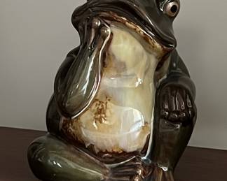 Ceramic Frog Figurine with Cord