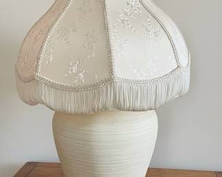 Vintage Ceramic Table Lamp with Floral Bell Shade