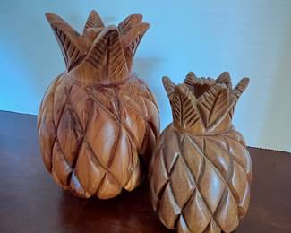 Hand Carved Wooden Pineapple Decor