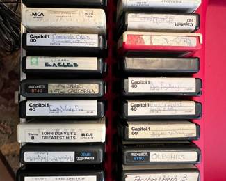 Collection of 8-Track Tapes featuring 1970s & 1980s Artists