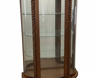 Oak Rope Twist Curio Cabinet with Claw Feet