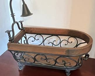 Wrought Iron and Wood Bathtub Decor
