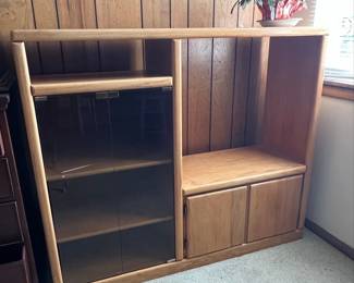 Mid-Century Modern Oak Media Console