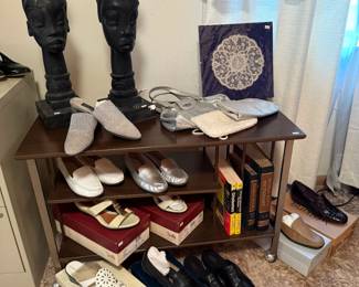 Women's Shoes, Books, Table with Shelves 