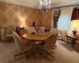 Rolling Dining Chairs and Table 
