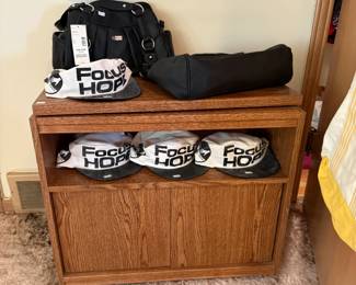 Wooden Side Table, Hats 