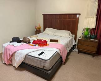 Reverie Adjustable Queen Mattress, Queen Headboard MCM Style