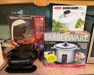 George Foreman's Grill, Good Grips Lettuce Spinner, Farberware Food Steamer/Rice Cooker 