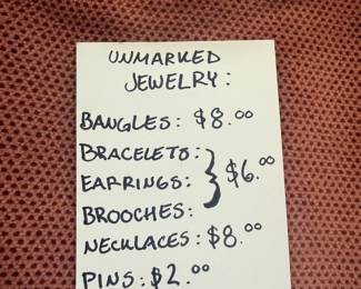 Unmarked Jewelry