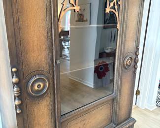 Circa - 1930's Jacobean Revival Display cabinet with carved detailing