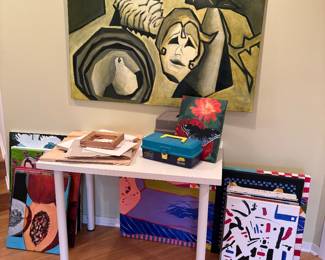 Artist canvases to prep and art table