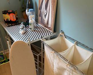Laundry sorting rack, foldable ironing board, iron and more!