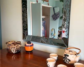 Mirror and tea set