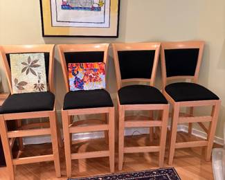 barstools - counter height - set of 4, wool area rug and artwork