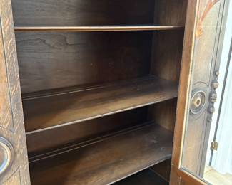 Inside the Circa - 1930's Jacobean Revival Display cabinet with carved detailing
