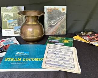 Southern Railway Books  Original Southern Watercolor Union Pacific Brass Spittoon