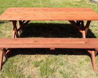 Wooden Picnic Table And Benches