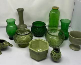 Vintage Green Pottery And Vases