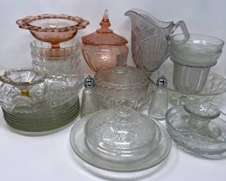Crystal Pitcher, Bowls, Plates, SaltPepper Shaker, And More